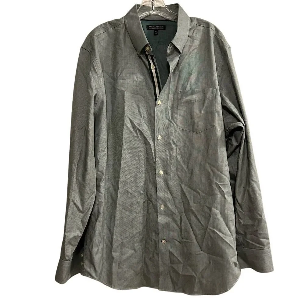 Banana Republic Men's‎ XL Green Slim Fit Non-Iron Dress Shirt Long Sleeve